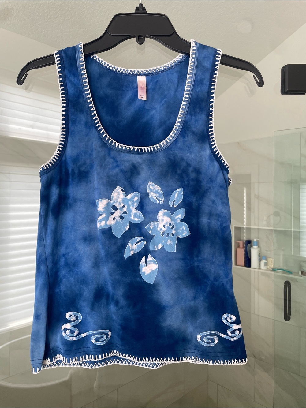 Victoria's Secret Navy Blue Floral Tie-Dye Tank Top